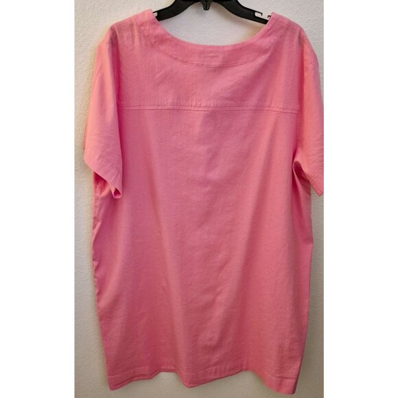 Lands' End Pink Linen/Cotton Blend Short Sleeve Shift Dress Lacing at Neck 22W - Picture 5 of 10